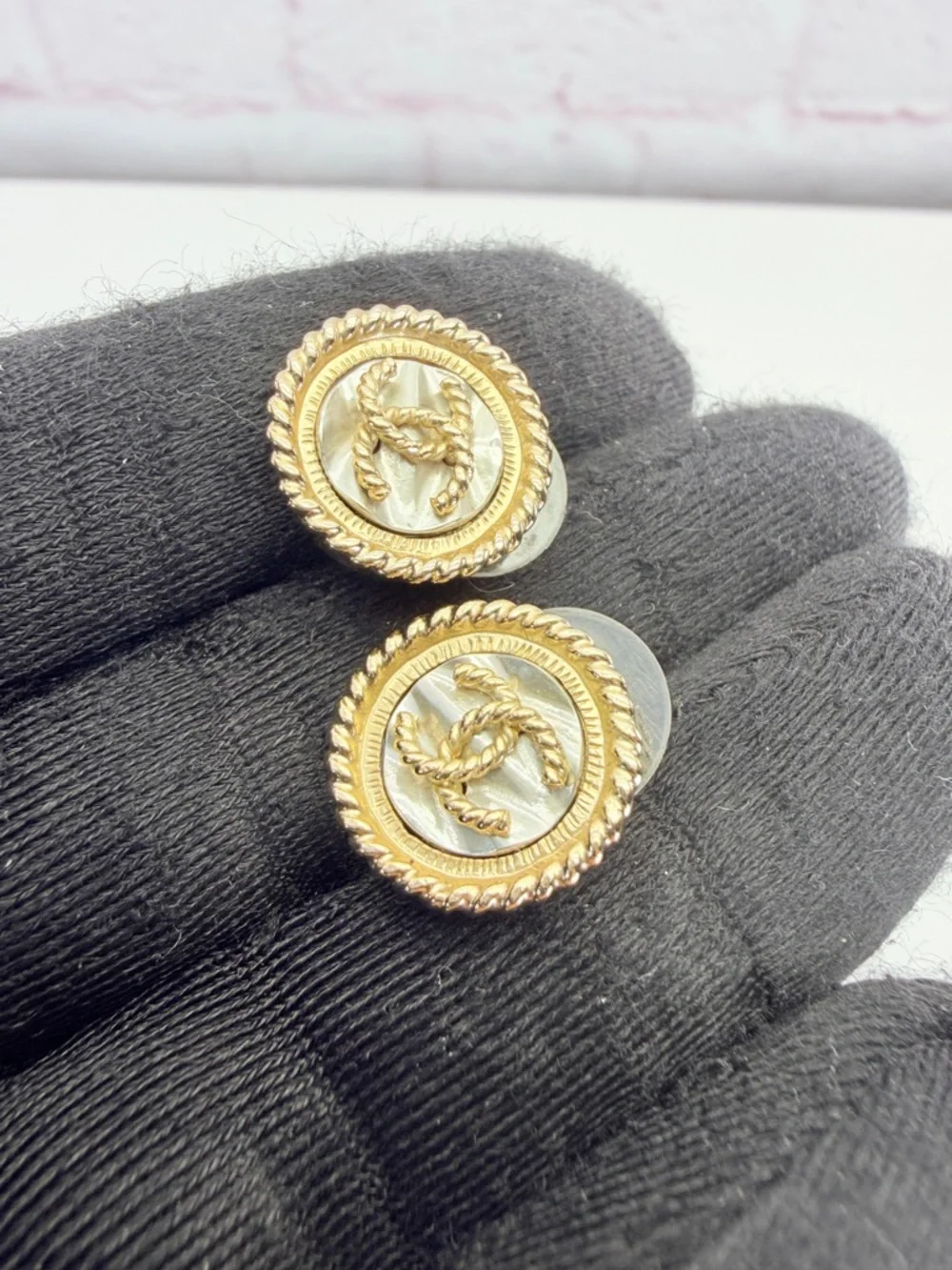 CHANEL 17s Gold Coin Rope-Edge Earrings